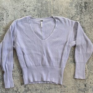 Free People Light Purple Ribbed Knit Top